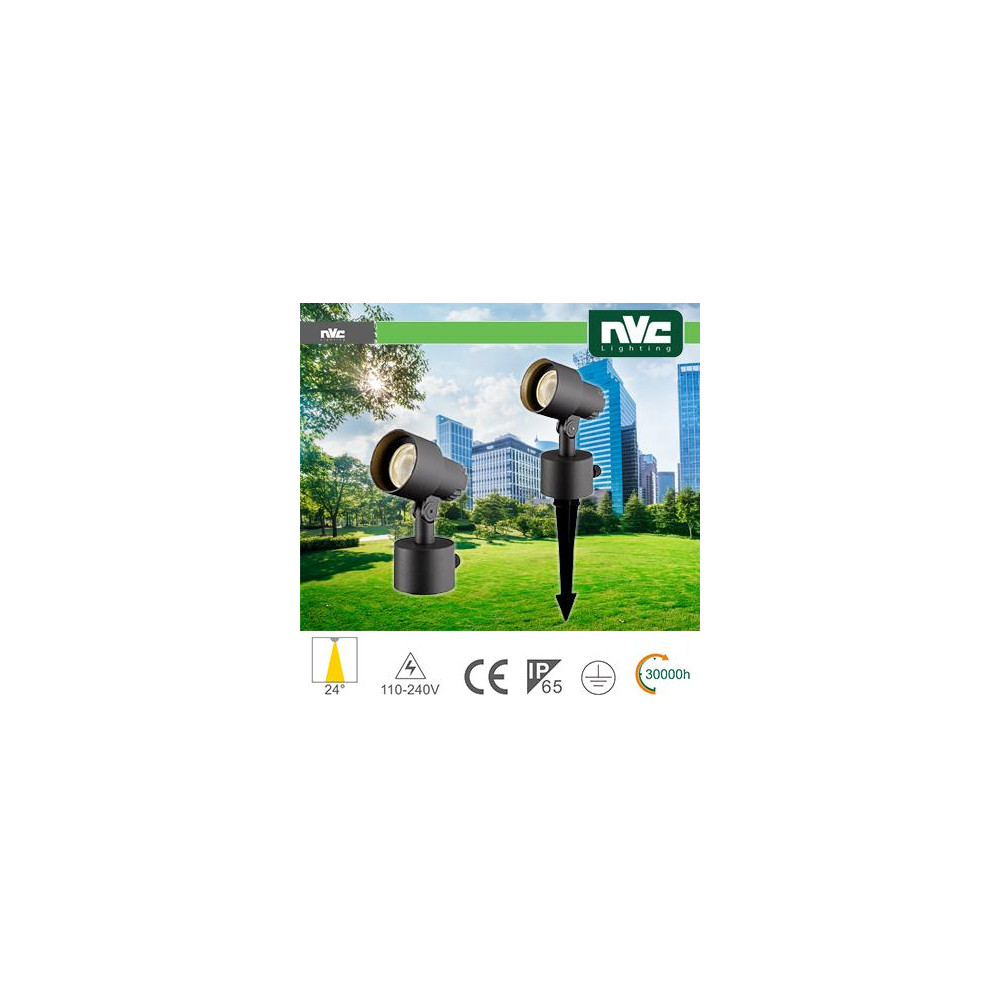 Faretto da giardino con picchetto 9W 3000K IP65 24°