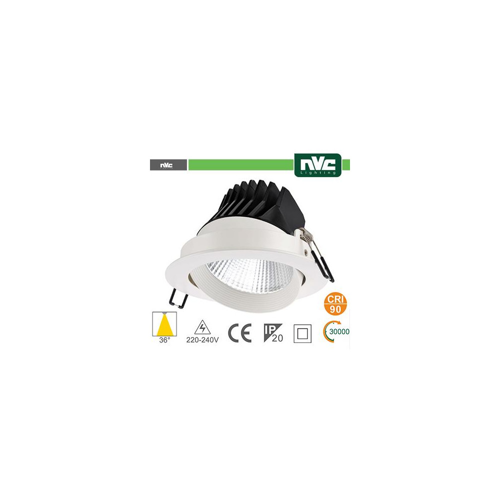 Faro direzionabile LED IP20 25W 4000K 1870LM 36° FORO:150mm