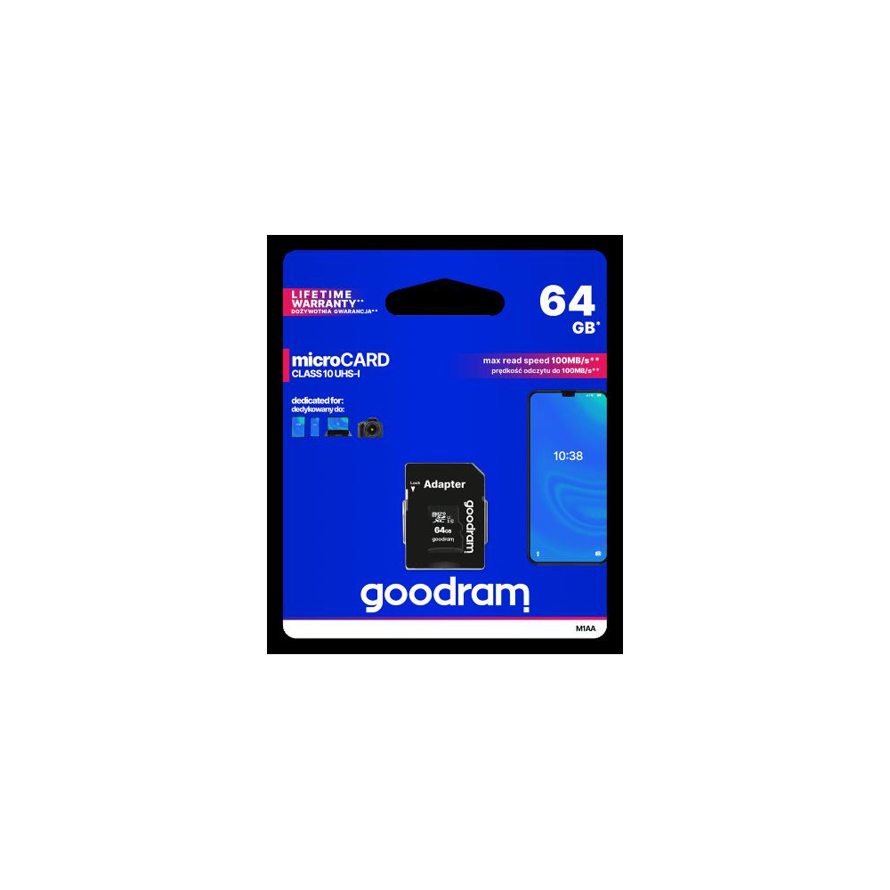 microSD GoodRAM 64GB class 10 UHS I + adpter, ret. blister