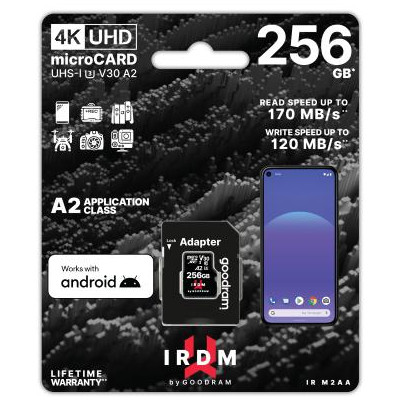 microSD IRDM by GOODRAM 256GB UHS I U3 A2 + adapter