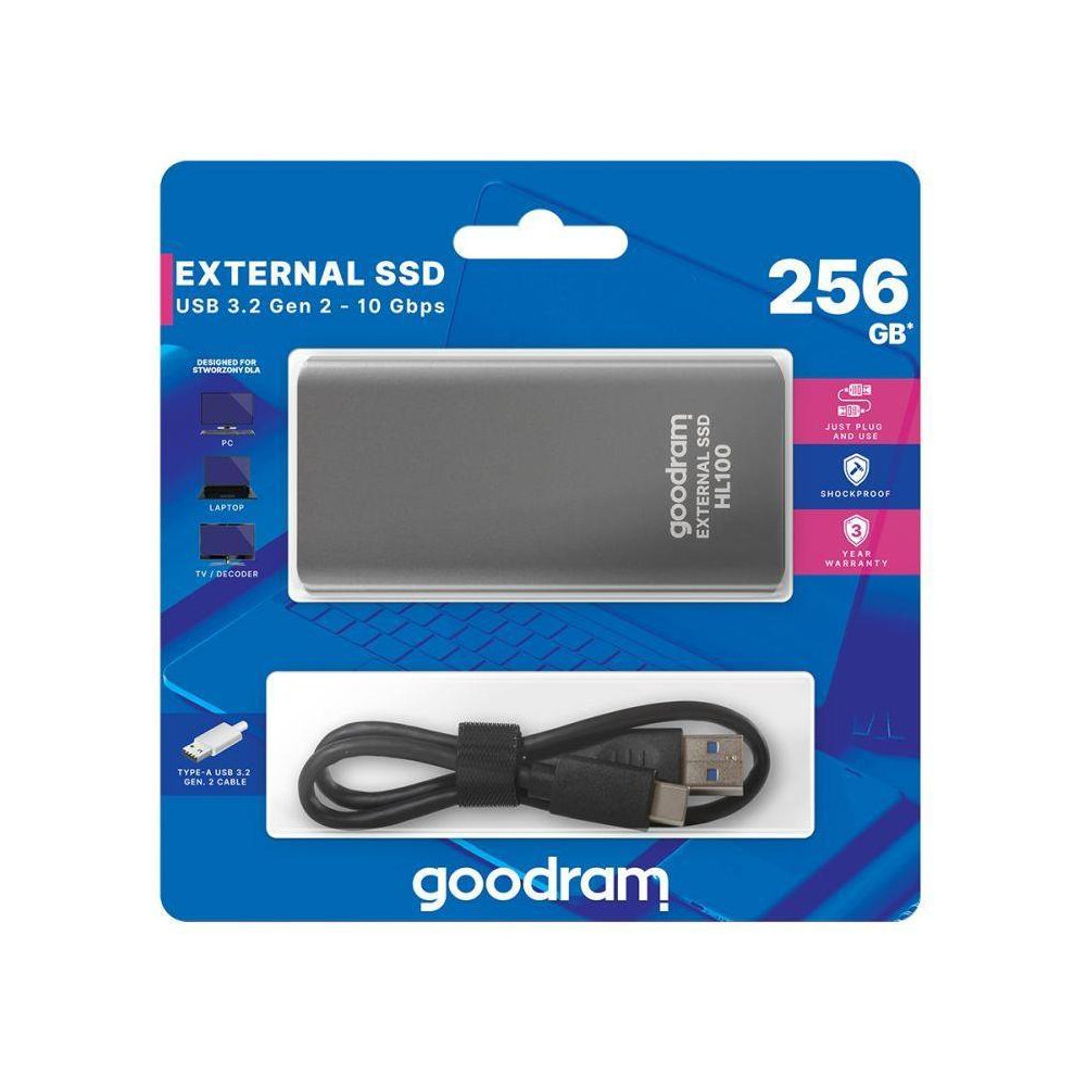 Hard disk esterno USB Type-c 256GB Goodram SSDPR-HL100-256