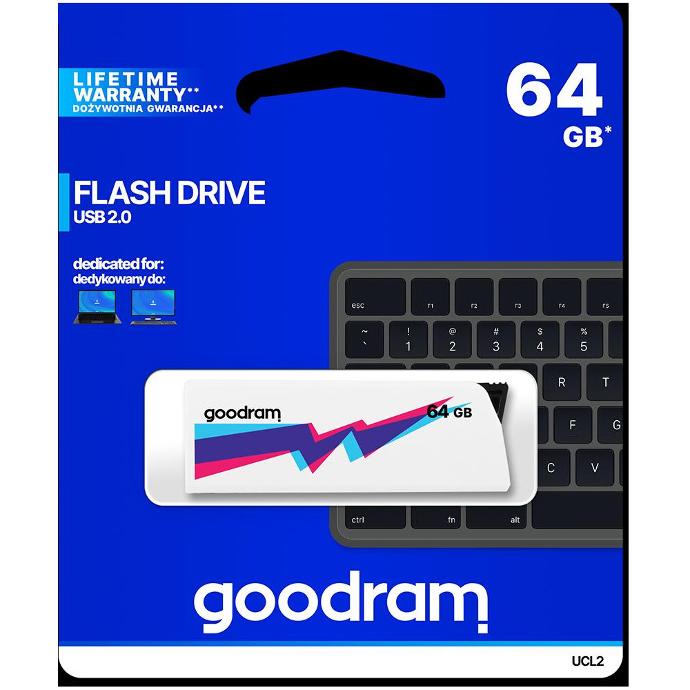 Pendrive GoodRAM 64GB UCL2 WHITE USB 2.0 - retail blister