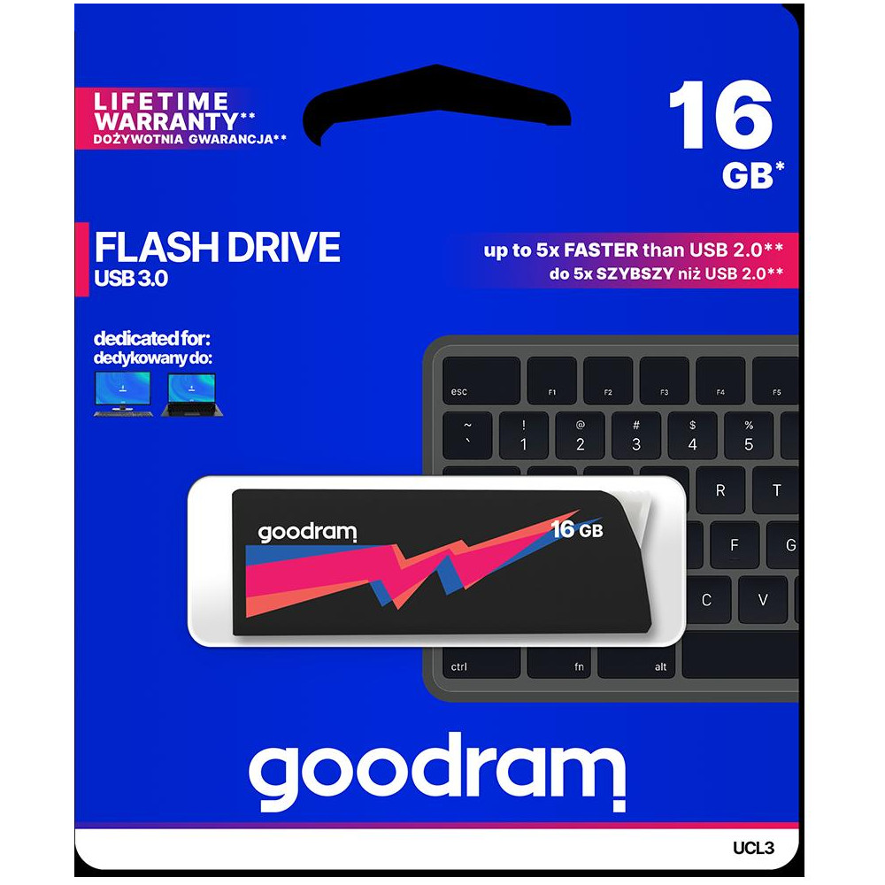 Pendrive GoodRAM 16GB UCL2 BLACK USB 3.0 - retail blister