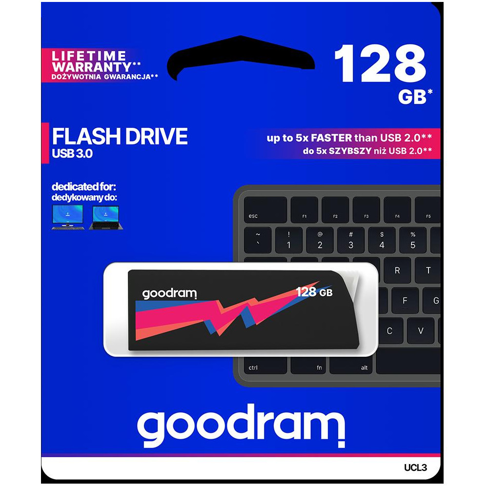 Pendrive GoodRAM 128GB UCL2 BLACK USB 3.0 - retail blister