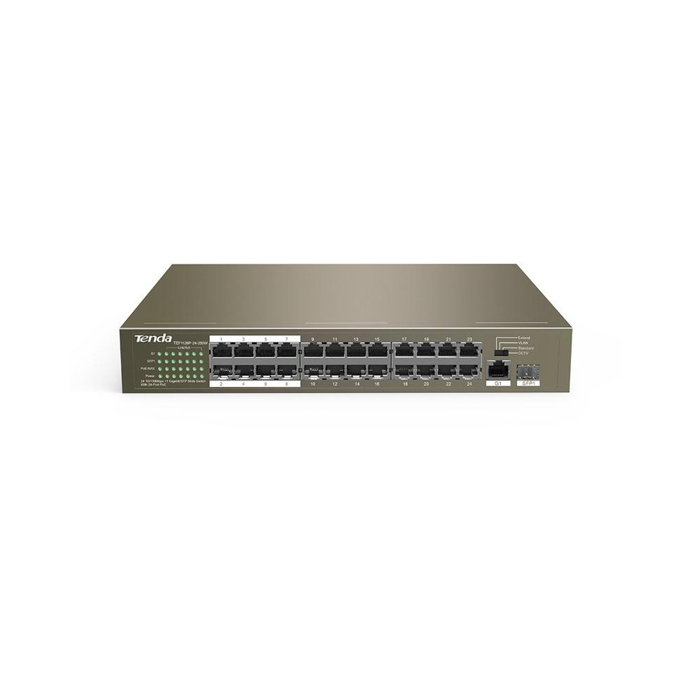 Tenda switch 24 ports PoE 10/100Mbps + 1 GE/SFP - Business