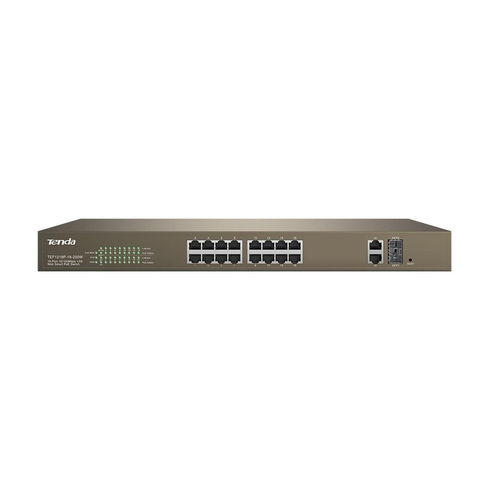 Switch PoE Web Smart 16 Porte 10/100+2Gb+2SFP Tenda TEF1218P