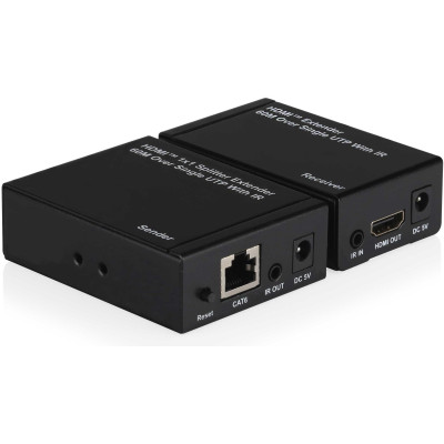 Kit TX-RX Extender HDMI, 60MT UTP, 1080p@60Hz, POE, Loop-Out