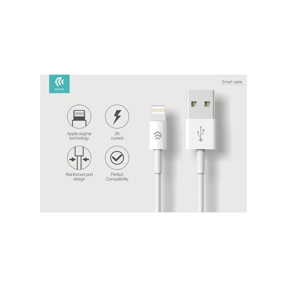 Cavo Dati Carica Lightning iPhone e iPad IOS 1 metro Bianco