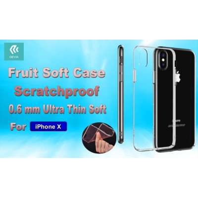 Cover Fruit Soft 0,6mm Anti Graffio 4H iPhone X Trasparente