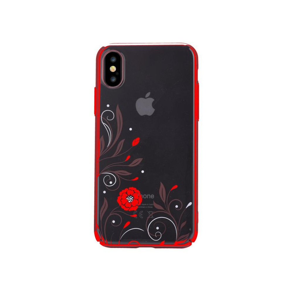 Cover Con Swarovski Crystal Petunia per iPhone X Rossa