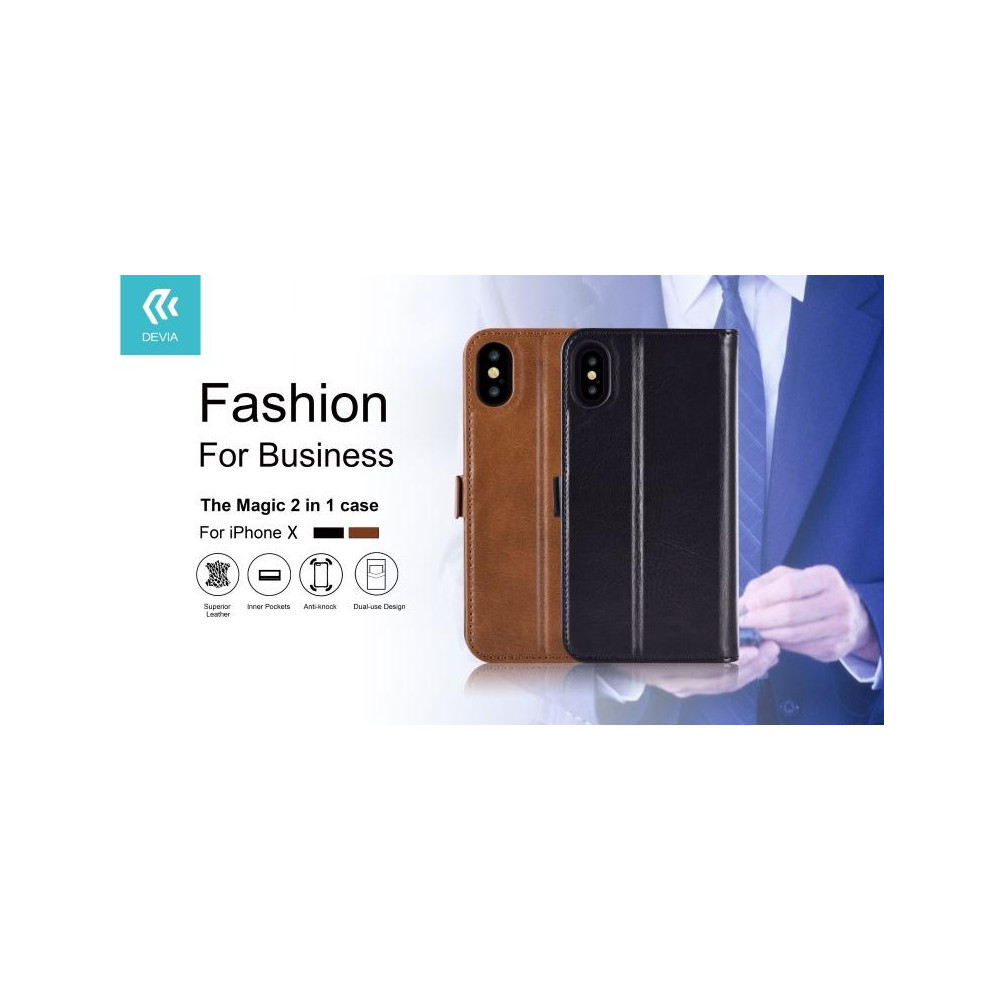 Cover in Pelle con Porta Documenti Magic per iPhone X Nera