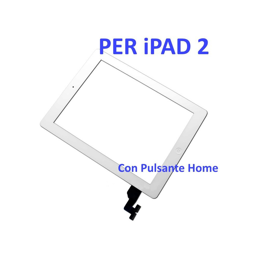 Touch Screen con Pulsante Home e Adesivo per iPad 2 Bianco