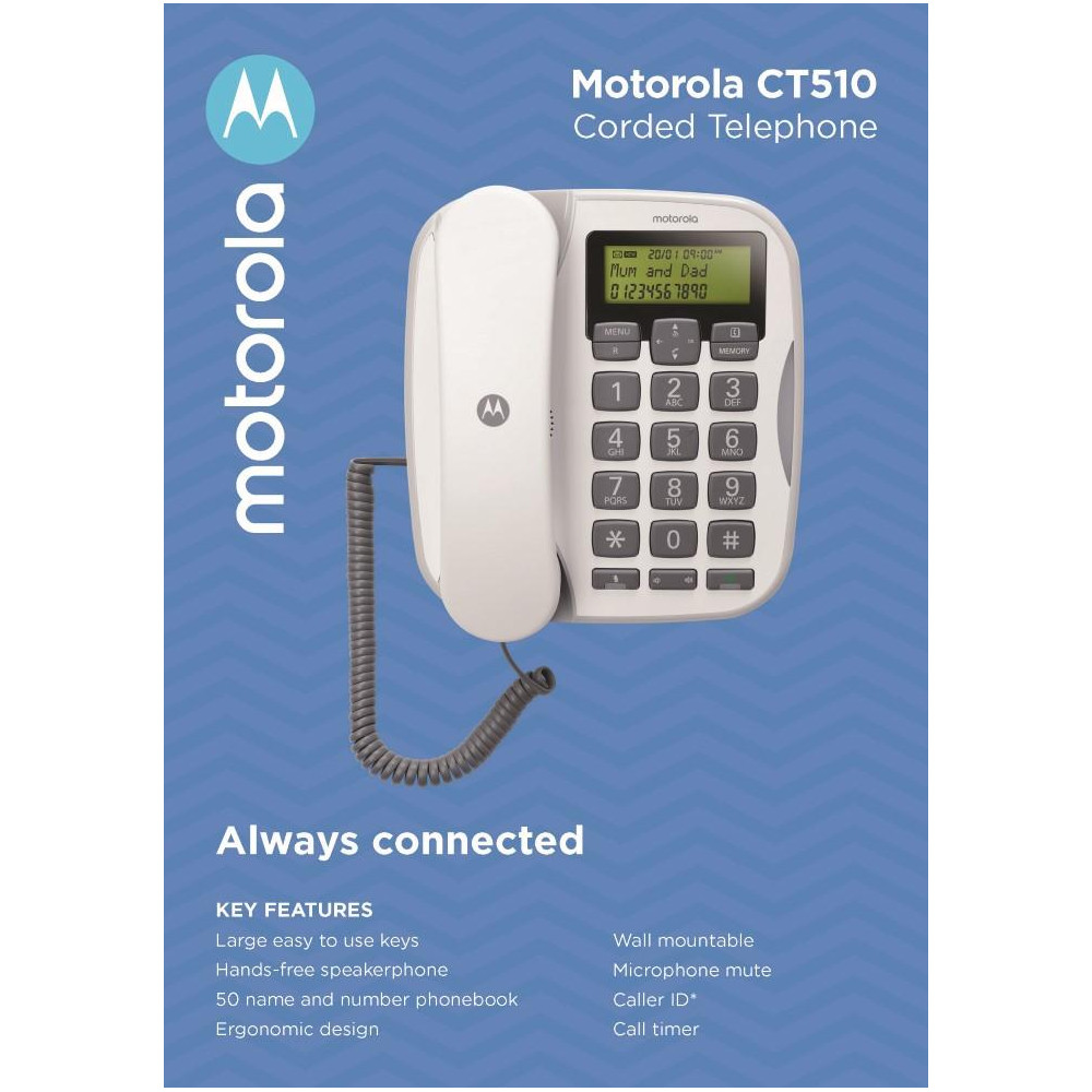 Telefono fisso con Vivavoce e Tasti grandi Motorola CT510