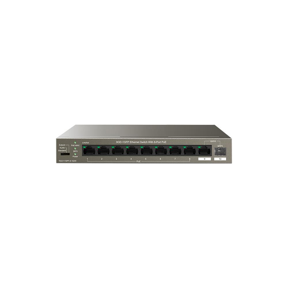 Switch Ethernet 9 porte GE+1SFP con 8-Port PoE 102w